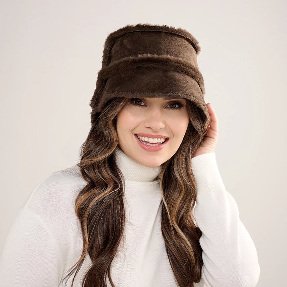 Sprigs Faux Fur/Suede Floppy Hat - Mink (S/M) a615730 - Picture 1 of 3